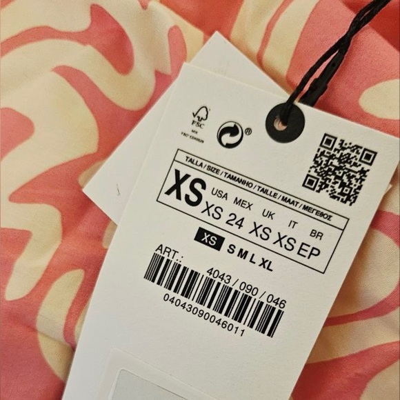 Zara Printed Long Tie Crop Top Pink XS nwt - Picture 6 of 6